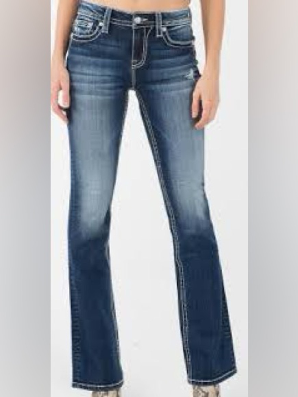 Miss Me Blue Flare Jeans with Faded Detailing 966